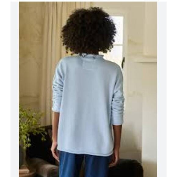 FRANK & EILEEN Sz L Large Ice Blue Pullover Sweater Monterey Rolled Funnel Neck - Picture 11 of 12